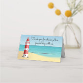 Nautical Wedding Lighthouse Beach Summer Blue Platzkarte (Vorderseite)