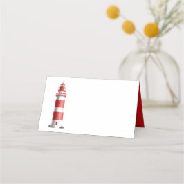 Nautical Wedding Lighthouse Beach Summer Red Platzkarte