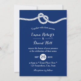 Nautical Wedding Navy Blauer Bund des Knotens Eleg Einladung