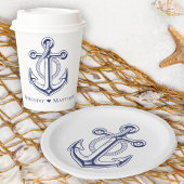 Nautical Wedding Navy Blue Anchor Beach Party Pappbecher
