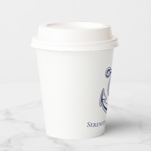 Nautical Wedding Navy Blue Anchor Beach Party Pappbecher (Vorderseite)