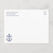 Nautical Wedding Navy Blue Anchor Just Married Ankündigungspostkarte (Rückseite)