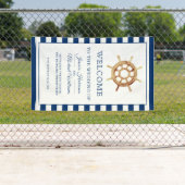 Nautical Wedding Navy Wasserfarbenlenkrad Banner (Insitu)