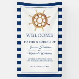 Nautical Wedding Navy Wasserfarbenlenkrad Banner