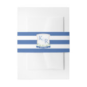 Nautical Wedding Navy White Monogram Wappen Einladungsbanderole (Vorderseite Beispiel)