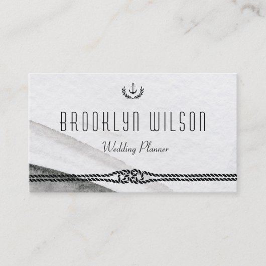 Nautical Wedding Planner Business Cards grau weiß Visitenkarte (Vorderseite)