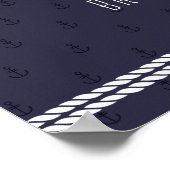 Nautical Wedding Reception Zeichen 18x24 Blue Anch Poster (Ecke)