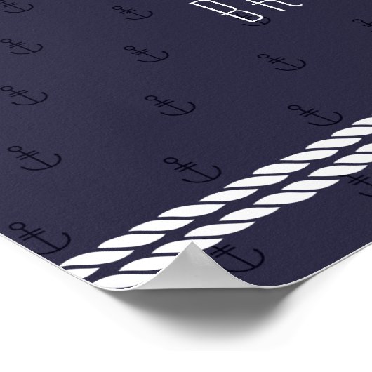 Nautical Wedding Reception Zeichen 18x24 Blue Anch Poster (Ecke)