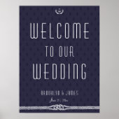 Nautical Wedding Reception Zeichen 18x24 Blue Anch Poster (Vorne)