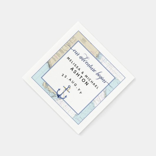 #Nautical Wedding Script Typografy Dated #Florida Serviette (Ecke)