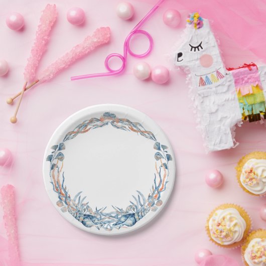 Nautical Wedding Seashell Wreath Pappteller (Party)