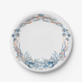 Nautical Wedding Seashell Wreath Pappteller (Vorderseite)