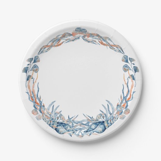 Nautical Wedding Seashell Wreath Pappteller (Vorderseite)