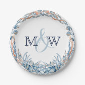 Nautical Wedding Seashell Wreath Pappteller (Vorderseite)