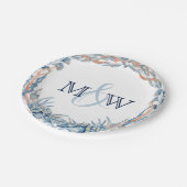 Nautical Wedding Seashell Wreath Pappteller (Schrägansicht)