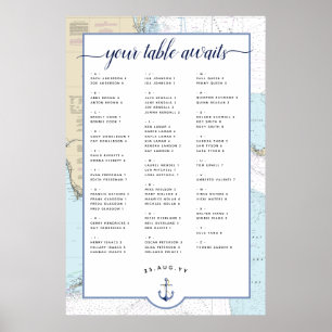 #Nautical #Wedding Seekarte South #Florida Poster