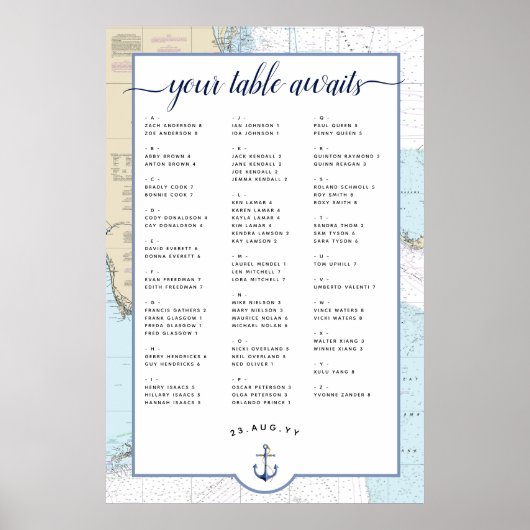 #Nautical #Wedding Seekarte | South #Florida Poster (Vorne)