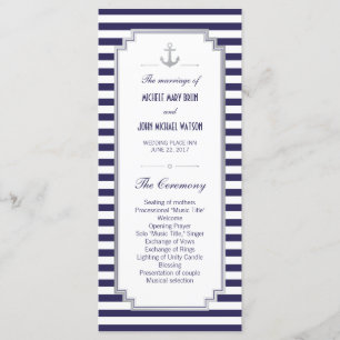 Nautical Wedding Silver Custom Program Rack Cards Programm