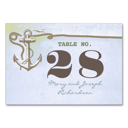 Nautical Wedding Tischnummer Card (Rückseite)