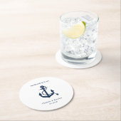 Nautical Wedding Verlobung Probe Dinner Runder Pappuntersetzer (Vor Ort)