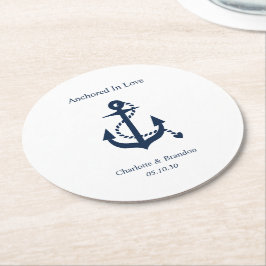 Nautical Wedding Verlobung Probe Dinner Runder Pappuntersetzer