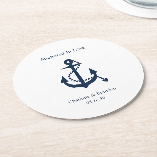 Nautical Wedding Verlobung Probe Dinner Runder Pappuntersetzer (Angewinkelt)