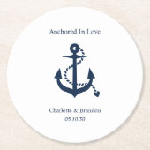 Nautical Wedding Verlobung Probe Dinner Runder Pappuntersetzer (Vorderseite)