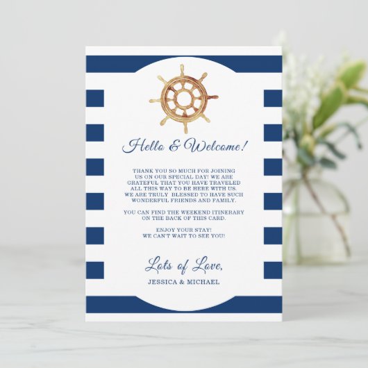 Nautical Wedding Welcome Letter - Flugkarte Einladung (Stehend Vorderseite)
