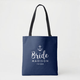 Nautical Wedding White Anchor Personalisiert Bridg Tasche