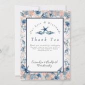 Nautical Wedtical Beach Muschel Blume Rose Dankeskarte (Vorderseite)