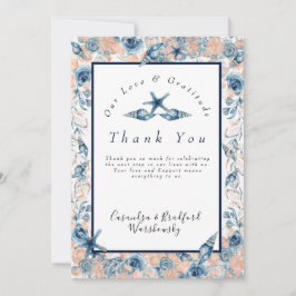 Nautical Wedtical Beach Muschel Blume Rose Dankeskarte