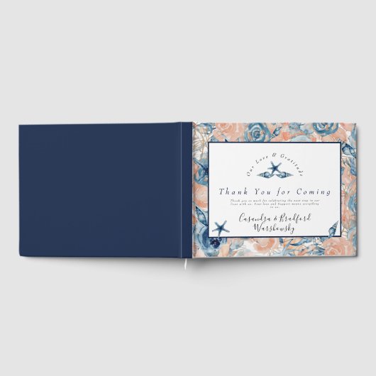 Nautical Wedtical Beach Muschel Blume Rose Gästebuch (Voll)