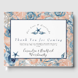 Nautical Wedtical Beach Muschel Blume Rose Gästebuch