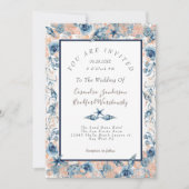 Nautical Wedtical Beach Muschel Blume Rose PC Einladung (Vorderseite)