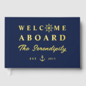 Nautical Welcome Aboard Add Name Boat Gästebuch (Vorderseite)