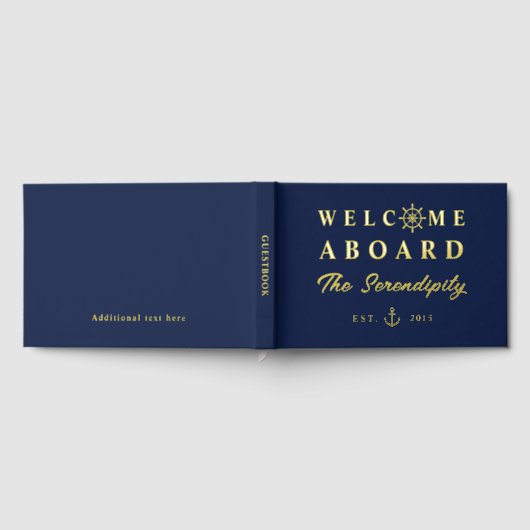 Nautical Welcome Aboard Add Name Boat Gästebuch (Voll)