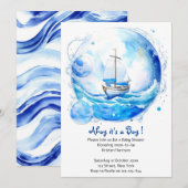Nautical Welcome Party: Boy Baby Shower Einladung (Vorne/Hinten)