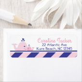 Nautical Whale Baby Dusche Anschrift Etikett rosa  (Insitu)