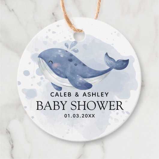 Nautical Whale Baby Dusche Vielen Dank für Ihre Un Geschenkanhänger (Vorderseite)