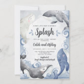 Nautical Whale Baby Shower Einladung (Vorderseite)
