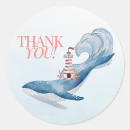 Nautical Whale Baby Showfavorit Danke Sticker