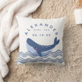 Nautical Whale Blue Geburtsdatum Kissen (Decke)