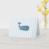 Nautical Whale Blue Stripe Karte (Gelbe Blume)