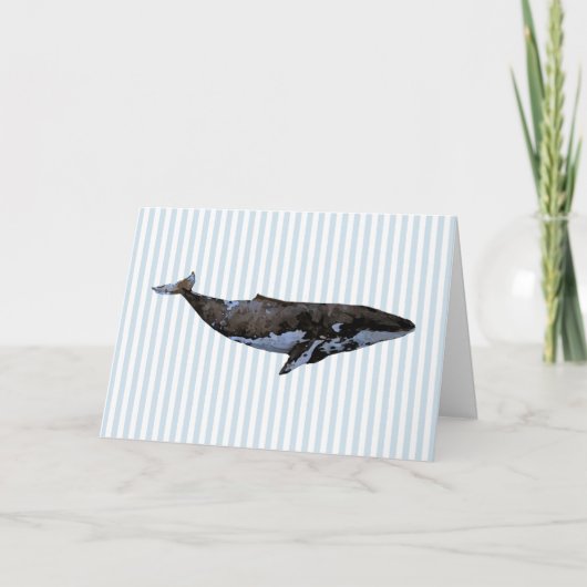 Nautical Whale Blue Stripe Karte (Vorderseite)