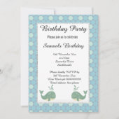 Nautical Whale Blue White Green Hexagon Geburtstag Einladung (Vorderseite)