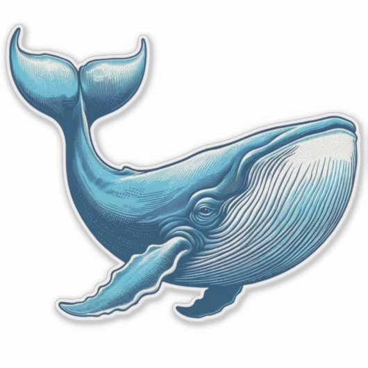 Nautical Whale Custom-Cut Vinyl Sticker (Vorderseite)