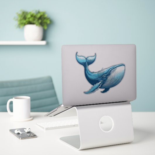 Nautical Whale Custom-Cut Vinyl Sticker (Laptop auf Schreibtisch)