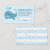 Nautical Whale Diaper Raffle Ticket (Junge) Begleitkarte (Vorne/Hinten)