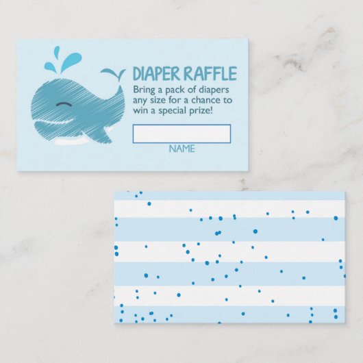 Nautical Whale Diaper Raffle Ticket (Junge) Begleitkarte (Vorne/Hinten)