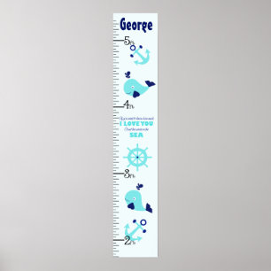 Nautical Whale Quote Growth Chart Behielt auf 8x44 Poster